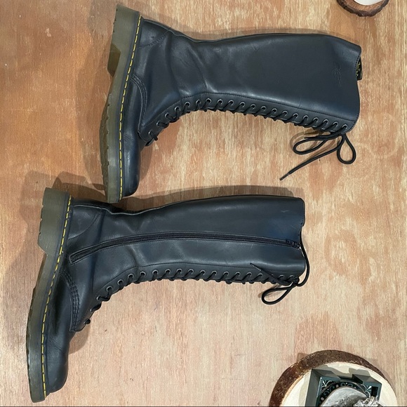 Dr. Martens 1B60 Virginia Leather Knee High Boots in Black Virginia Leather  | NEON
